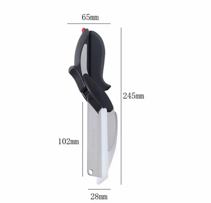myramonda 2-in-1 Scherenmesser mit Mini-Schneidebrett